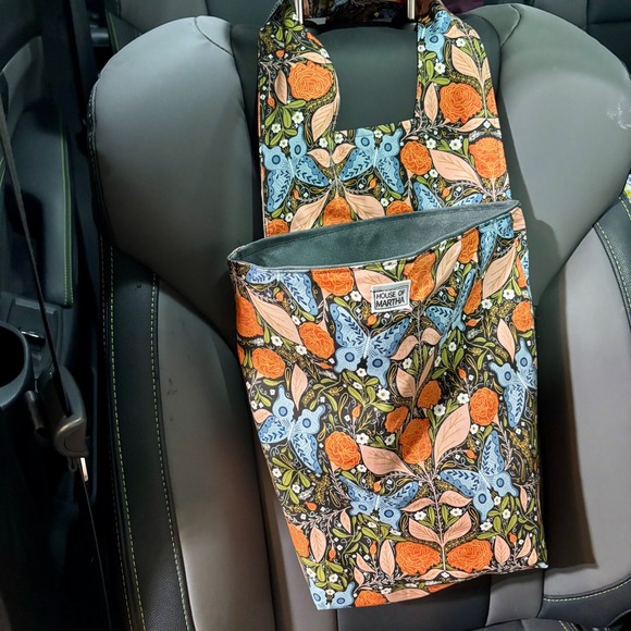 House of Martha Other - Handmade Car Organizer Trash Bag Floral Butterfly Print 9" w x 4" d x 12" long